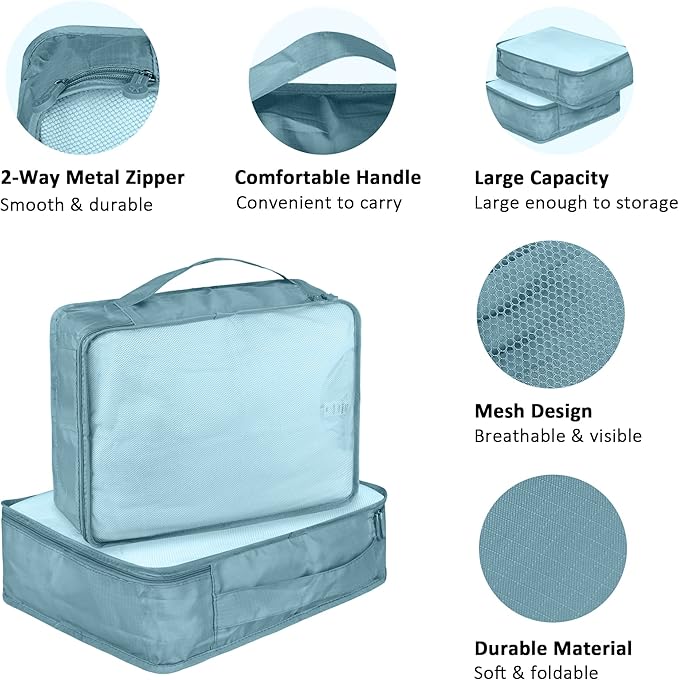 Packing Cubes Set, 2 Pcs Packing Organizers Set for Suitcases (Grey blue) - Image 6