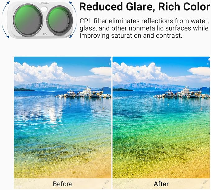 NEEWER CPL + ND Filter Set Compatible with Insta360 Luna Ultra Only, Circular Polarizer Neutral Density (ND16 + ND64 + ND256) Action Camera Polarizing Lens Filter Photography Accessories, FL-L04 White - Image 4