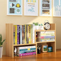 Desktop Shelf Organizer, Adjustable Wood Office Storage Rack, Counter Display Small Bookshelf for Home/Office/School(Light Walnut) by IUSEIT