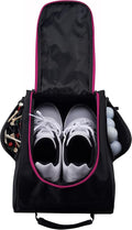 Athletico Golf Shoe Bag - Zippered Shoe Carrier Bags With Ventilation & Outside Pocket for Socks, Tees, etc. (Black/Pink) by Athletico