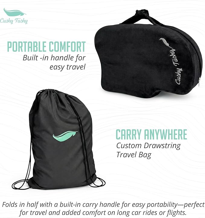 Premium Slim Foldable Travel Seat Cushion - for Relief of Lower Back, Sciatic, Butt and Tailbone Pain - for Home & Office Use, Perfect for Travel or Driving - Slim Coccyx Cushion - Black - Image 10