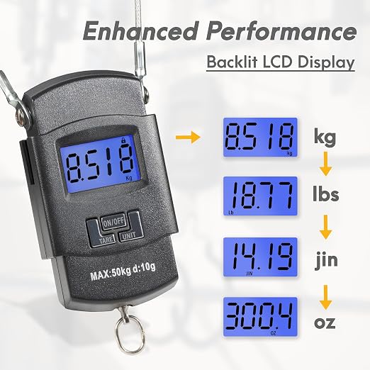 CyclingDeal Backlit LCD Display Digital Bike Scale - Electronic Balance with Double Hanging Hook Measures in kg, lbs, jin, oz - More Stable & Accurate - Max. Load Capacity 110 lbs - Image 3