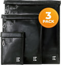 Zero Grid 3-Pack Faraday Bags Pouches, RFID Signal Blocking Sleeves, Black | Phones, Laptops, Bank Cards, Electronics, Key Fobs, Anti-Hacking, Fireproof & Waterproof, Digital Privacy & Theft Protection by ZeroGrid