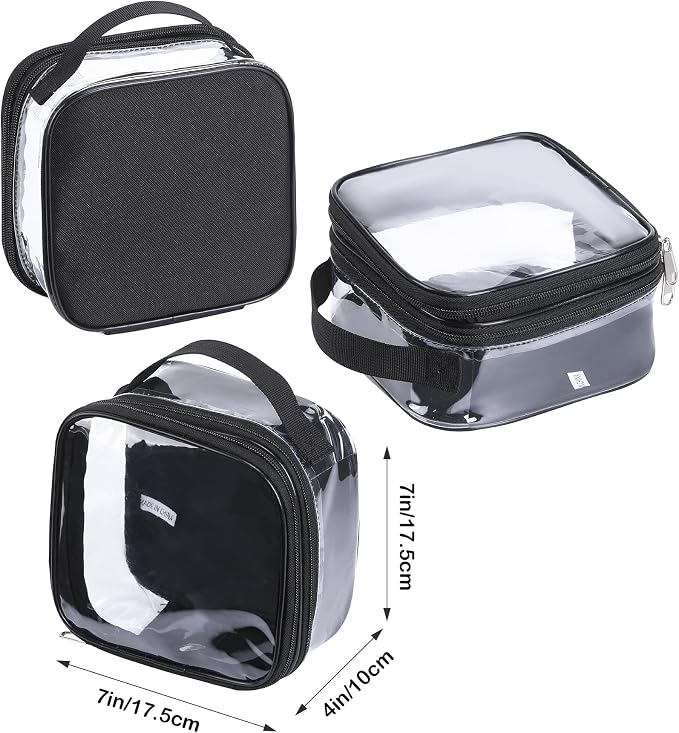 BORMELUN Clear pouches for travel toiletries vinyl TSA airport approved proof makeup bag reusable organizer (black) - Image 2