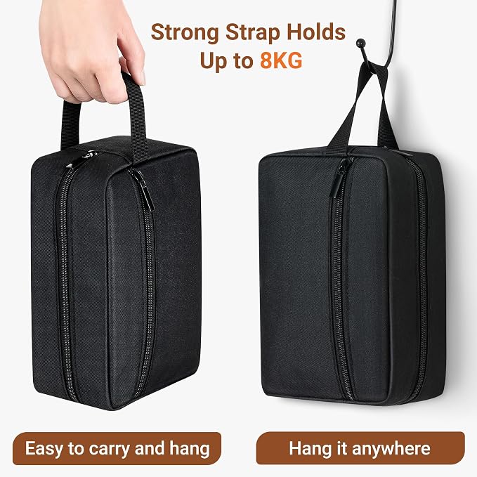 Elviros Travel Toiletry Bag for Women and Men,Lightweight Makeup Bag Hanging Dopp Kit with Shaving Compartment Cosmetic Organizer Small Tool Bag Travel Essentials,Gifts for Men(Black) - Image 3