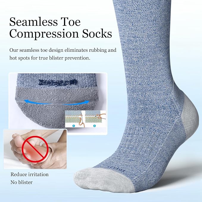 LEVSOX Bamboo Viscose Graduated Compression Socks for Women&Men - Cushioned Knee-High 15-20mmHg Support Socks - Image 4