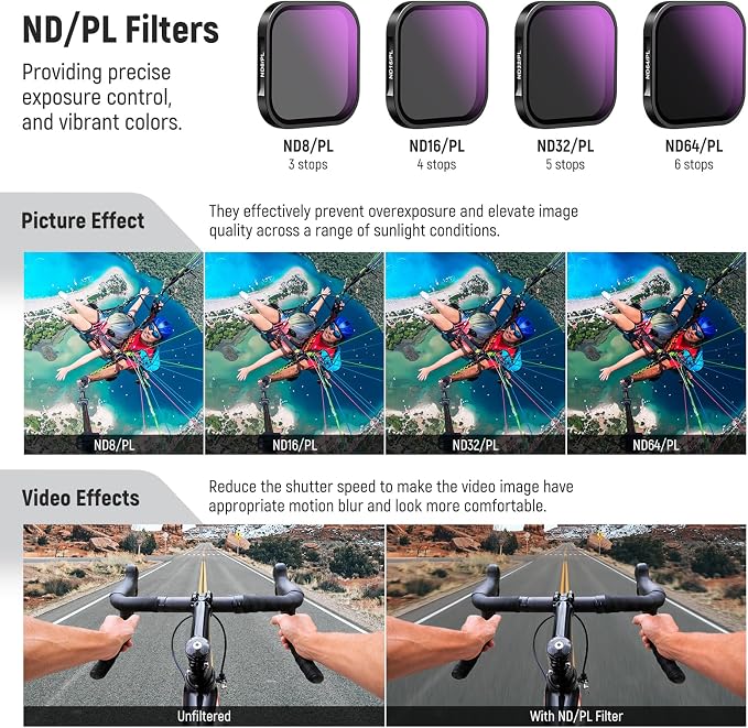 NEEWER ND/PL Filter Set Compatible with Insta360 ACE PRO, 4 Pack ND8/PL ND16/PL ND32/PL ND64/PL Action Camera Accessories CPL Polarizing and ND Filter 2 in 1, Neutral Density and Polarizer Filter Kit - Image 4