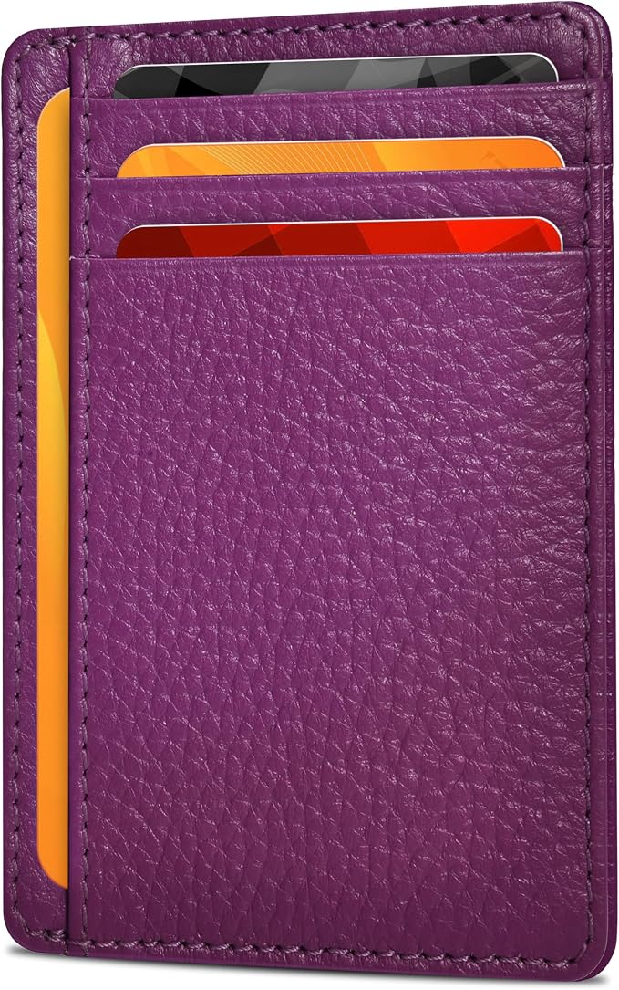 Slim Minimalist Leather RFID Blocking Front Pocket Wallet, Fuchsia by OakLeathers