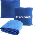 Zero Grid Lightweight Airplane & Travel Blanket with Foot Pockets, Blue | Compact Wearable Blanket with Neck Snaps, Zips & Converts to Soft Pillow for Ultimate Comfort by ZeroGrid