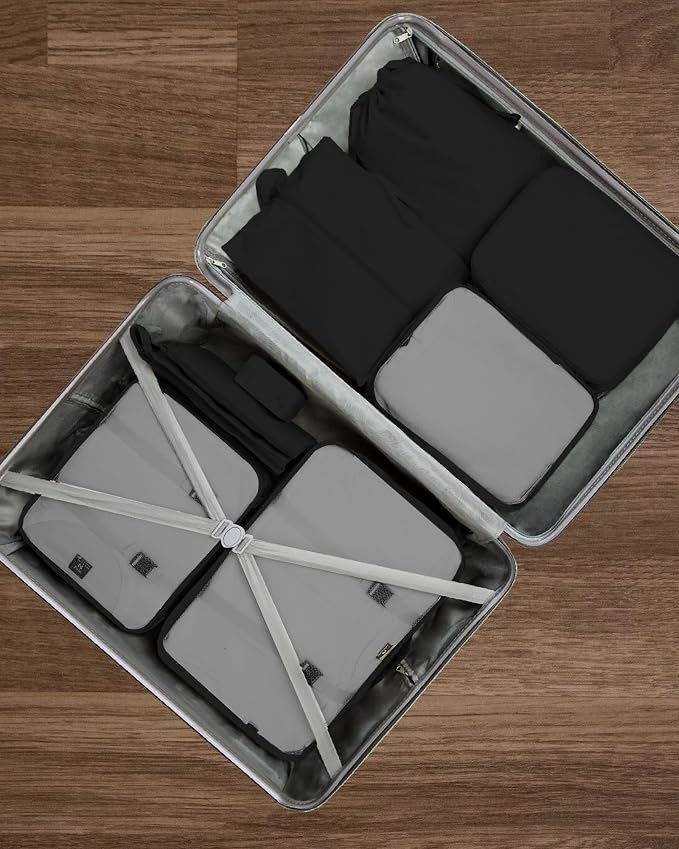 9 Set Packing Cubes for Carry on Suitcase Travel Organizer Bags for Luggage Suitcase Organizer Bags Packing Cube Set for Packing Women Men (Black) - Image 7