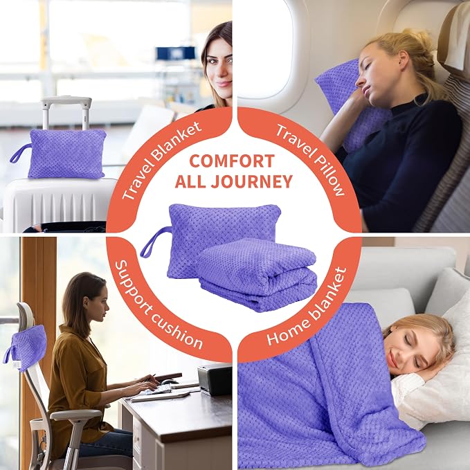 Tirrinia Travel Blanket Compact with Bag, Soft Lightweight Wearable Blanket with Foot Pockets, Airplane Travel Essential Gift - Image 5