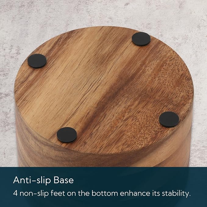 KITCHENDAO Acacia Wood Salt Cellar Bowl Box with Built-in Spoon to avoid Dust, Elegant Kitchen Salt Container Holder with Swivel Magnetic Lid to Storage Pepper Spice Bath Salt Sea Salt, 6OZ - Image 6