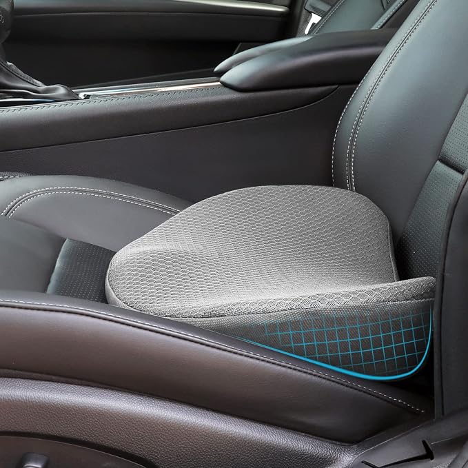 2 in 1 Car Seat Cushion Lumbar Pillow - Comfort Memory Foam Seat Cushion for Driving, Office - Sciatica-Back Pain Relief, Car Cushion for Car, Truck, Office, Wheelchair (Grey) by OLYDON