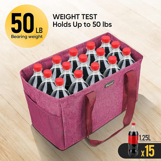 BALEINE Soft 9 Gallon Extra Large Utility Tote, Foldable Reusable Storage Bag (Berry Pink) - Image 7