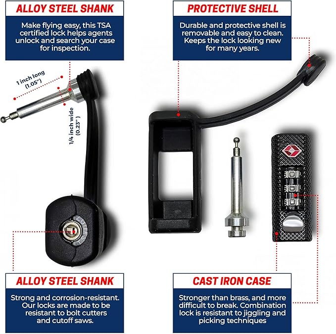 Cut-Resistant Gun Lock, TSA Approved Tamper-Proof Child-Safe Padlock, Black - Image 2