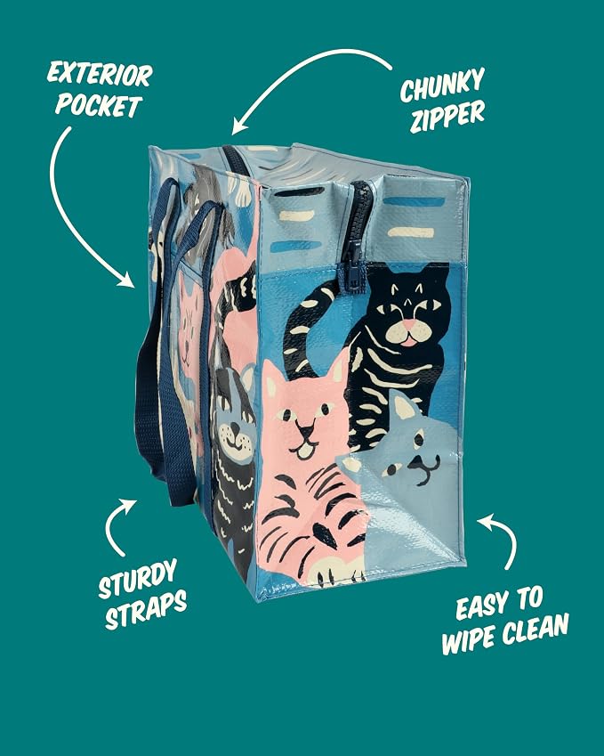 Blue Q Reusable Shoulder Tote Bag – Carry Everywhere Bag with a Hefty Zipper, Durable, Fun Design, 95% Recycled Material - Image 4