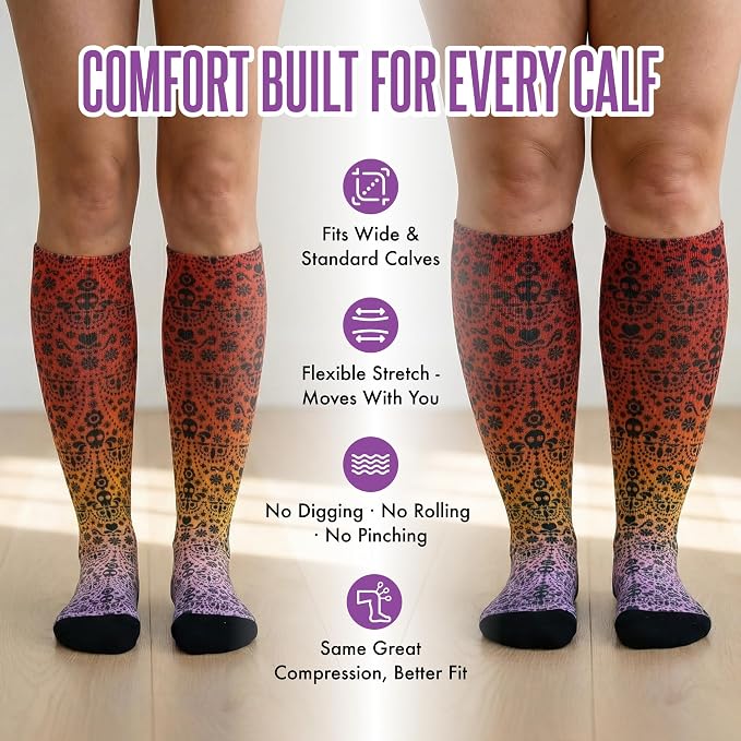 Crazy Compression Socks, Comfortable Support Socks for Recovery, Travel, Hiking, and Long-Hour Comfort w/Fun Designs - Image 8