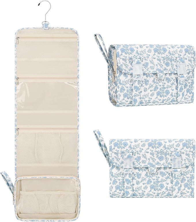 Relavel Hanging Toiletry Bag, Travel Toiletries Bag with Hanging Hook | Water Resistant Makeup Cosmetic Organizer for Full Sized Container, Shampoo, Portable Wash Bag for Travel Size Essentials by Relavel