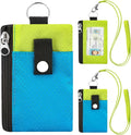 Minimalist RFID Blocking Wallet with 2 Zip Pockets and Lanyard, Water Resistant ID Case with Key Ring and Cards Badge Holder, Coin Purse Pouch for Men and Women Travel Sports -BU+GN by Unknown