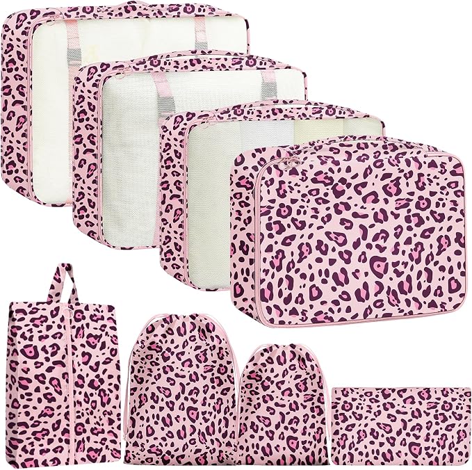 Packing Cubes for Travel - 8 Set Luggage Organizer Bags for Family, Mesh Breathable Packing Cubes for Suitcases Durable Travel Essentials Bags Set by YEEYAA