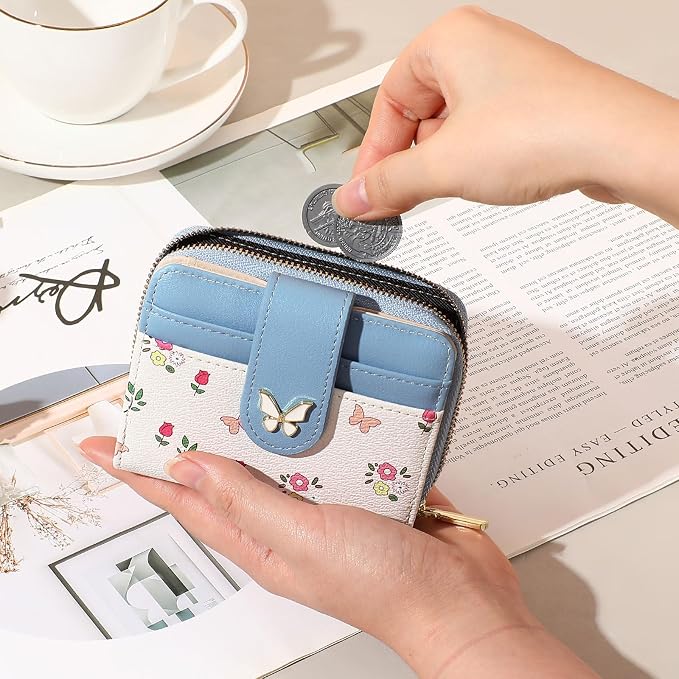 Small Wallet for Women Rfid Bifold Leather Card Holder Wallet With Zipper Pocket - Image 6