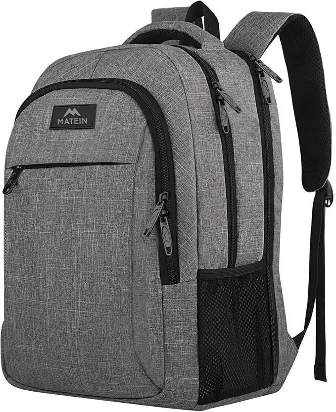 MATEIN Grey 17 Inch TSA Friendly Travel Laptop Backpack for Women and Men | Water Resistant, Flight Approved, Big Weekender Carry On Backpack, Luggage Sleeve, Business Meetings, College and Daily Use - Image 9