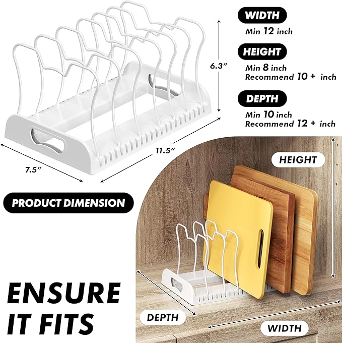 Simple Houseware 7 Compartments Adjustable Pan Organizer, White - Image 2