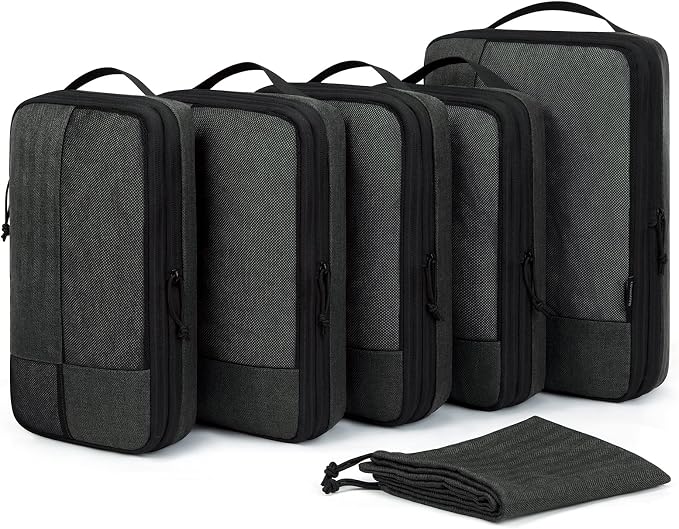 BAGSMART Compression Packing Cubes for Travel, 6 Set | Fits 20/24/28in Carry-On Suitcases, Compressible Bags Streamline Cruise Travel Essentials, Sturdy Handles, Machine Washable by BAGSMART
