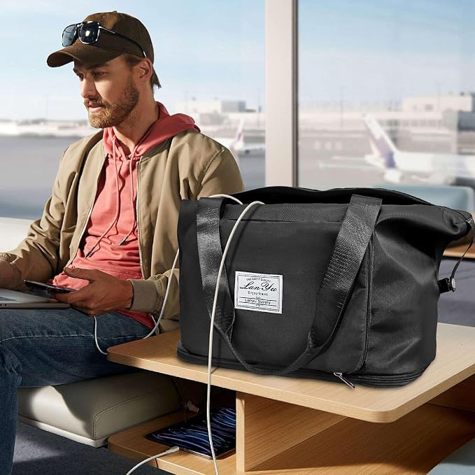 Ranslen Large Capacity Folding Travel Bag,Expansion Travel Duffel Bag with Dry and Wet Separation Portable Travel Duffel Bag - Image 6