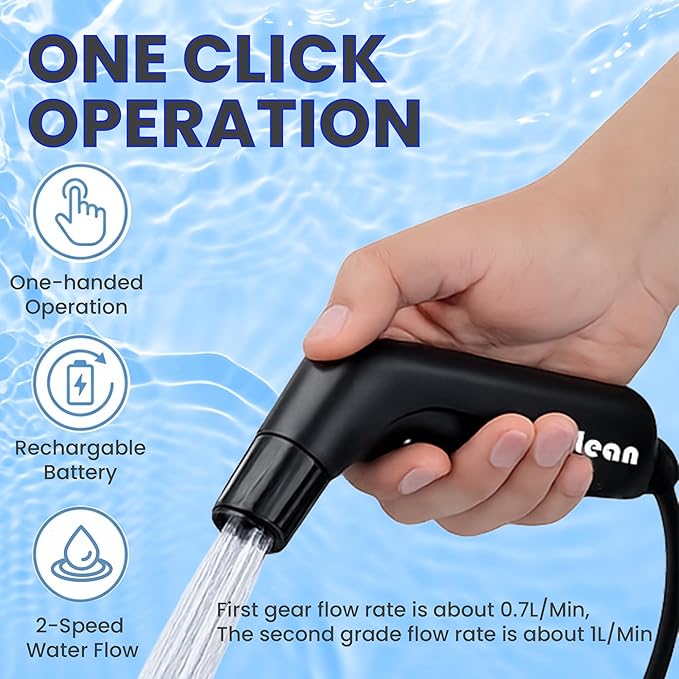 2Clean Portable Electric Travel Bidet, USB Rechargeable for Men & Women | 2.3L water container with adjustable spray for portable hygiene. Ideal for travel, camping, outdoor use, and everyday comfort - Image 3