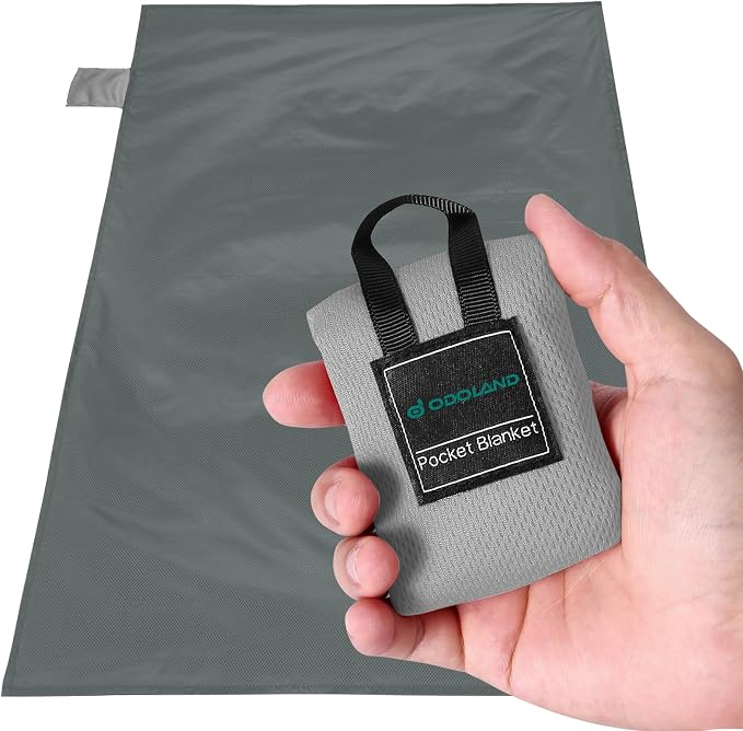 Odoland Sandproof Beach Blanket, Waterproof Portable Mat with Carry Pouch | 43.3“x27.5” Quick Drying & Foldable Lightweight Sand Free Beach Mat Tarp for Hiking, Camping, Travel, Grey by Odoland