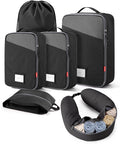 BAGSMART Compression Packing Cubes with Fillable Neck Pillow for Clothes | 1 Wearable Neck Pillow & 5 Travel Bags to Avoid Baggage Fees, Durable, Tear Resistant Washable Taslan Fabric with Card Slots by BAGSMART