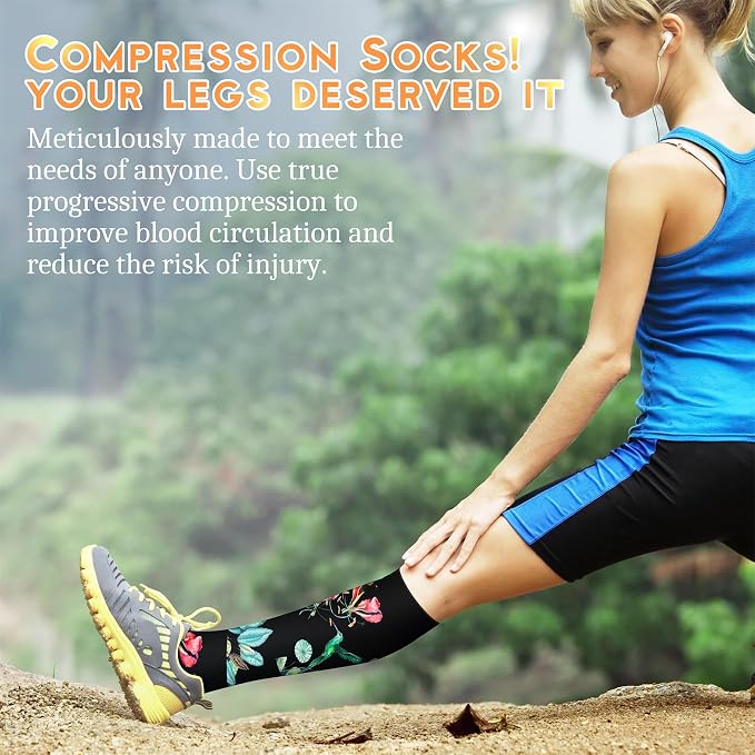 QUXIANG Compression Socks for Women & Men 15-20 mmHg, Best for Medical, Nursing, Running, Athletic, Varicose Veins, Travel - Image 3