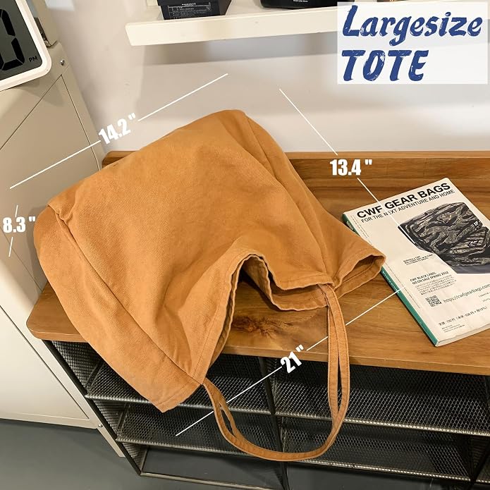 Canvas Tote Bag for Women Large Hobo Shoulder Bag for Work Travel Casual Message Bag Tote Purse handbags - Image 4