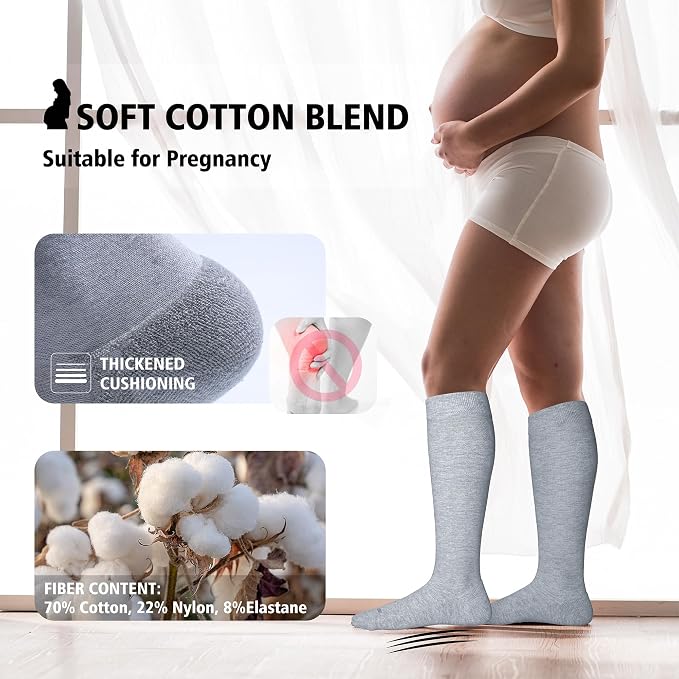 LEVSOX Cotton Compression Socks for Women&Men 20-30mmHg Knee High Cute Support Sock for Nurses Pregnancy Travel - Image 4