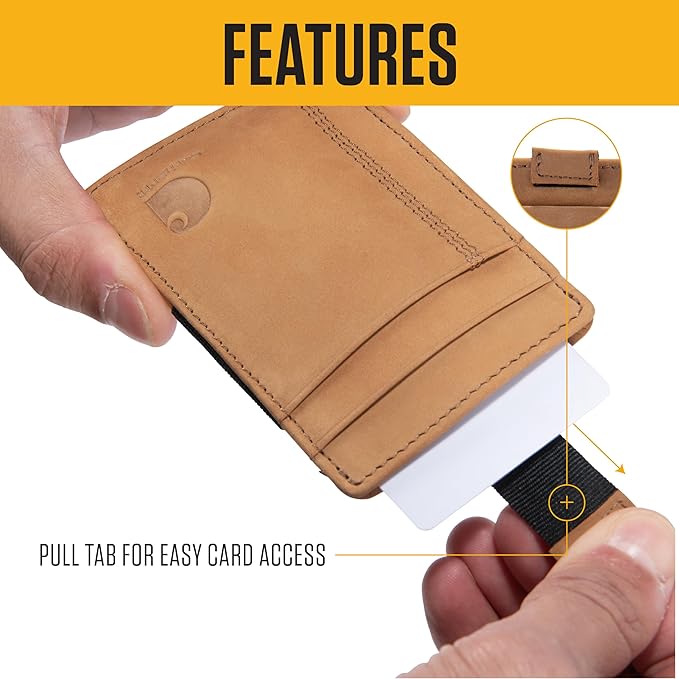 Carhartt Men’s Full Grain Saddle Leather Wallets, RFID Blocking Bifold, Trifold, and Front Pocket Options, Gifts for Men - Image 3
