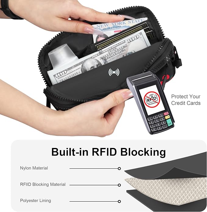 FODOKO Wristlet wallets for Women RFID crossbody bags with 4 Zippers | Checkered quilted nylon with credit card slots, cell phone organizer, and coin purse for travel and everyday carry - Image 6