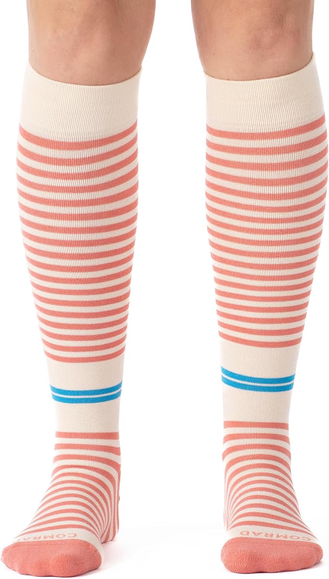 Premium Cotton Knee High Socks - 15-20mmHg Graduated Compression Socks - Soft & Breathable, Unisex by Comrad