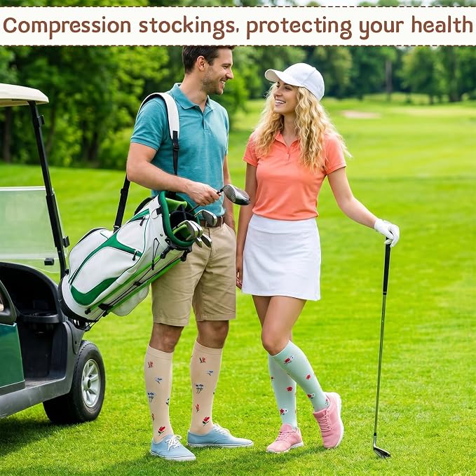 4/6 Pairs Compression Socks for Women 20-30mmHg Knee High Socks | Breathable Comfort Support Socks, Thick Cotton Fabric, Striped Ribbed Design, Fatigue Relief, For Nurses Flying Pregnancy - Image 7