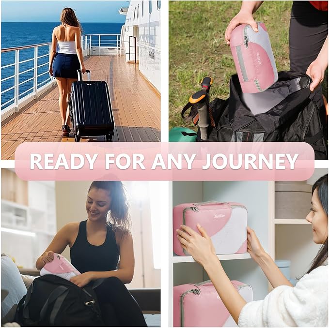 8 Set Packing Cubes for Travel, Gifts for Women Mom,Anti-Tearing Suitcase Organizer for Luggage with Shoe & Hanging Toiletry Bag,OlarHike Vacation Essentials & Accessories for Cruise Ship,Dream Pink - Image 7