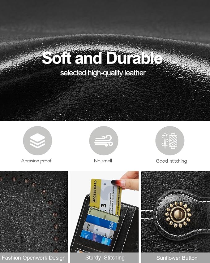 TFKGS Wallet for Women RFID Blocking Leather Large Capacity Card Holder Ladies Phone Clutch Travel Long Purse Wristlet | RFID Blocking - Image 3