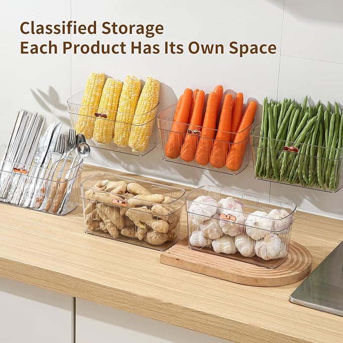 4 Pack Clear Acrylic Small Wall-Mounted Storage Baskets with Adhesive, No Drilling, Hanging Wall Mount Storage Bins for Kitchen, Pantry, Bathroom, RV - Image 3