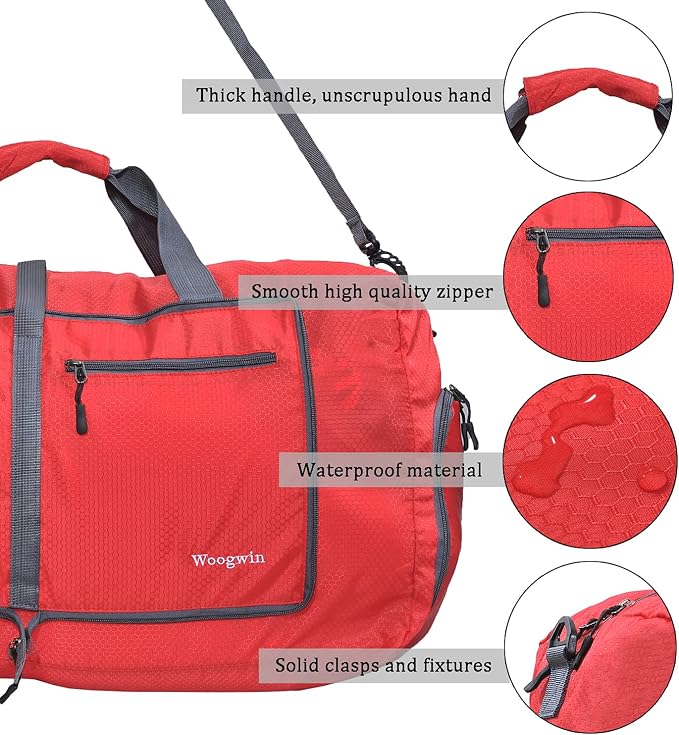 Woogwin Travel Duffel Bag Large Foldable Waterproof Overnight Bag for Beach Swim Bags Pool Sports Gym - Image 4