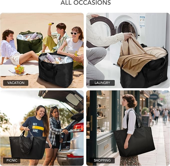 KALIDI 60L Extra Large Beach Tote Oversized Bag Zipper Utility Weekender | Anti Splash Huge Foldable Lightweight Duffle Carrier for Vacation Travel Shopping Reusable Grocery Organize - Image 4