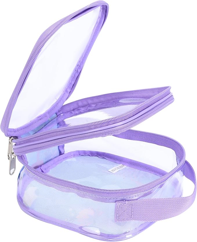 BORMELUN TSA clear toiletry bag airport approved see through pvc plastic pouch transparent makeup carry on with handle(purple) - Image 9