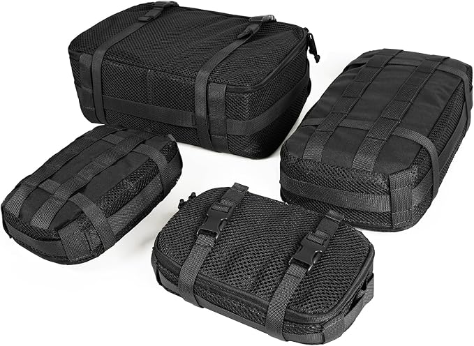 4 Set Tactical Packing Cubes ，Compressible Mesh Duffle Storage Bag,Portable Edc Molle Pouch Organizer. by CASONMMAX