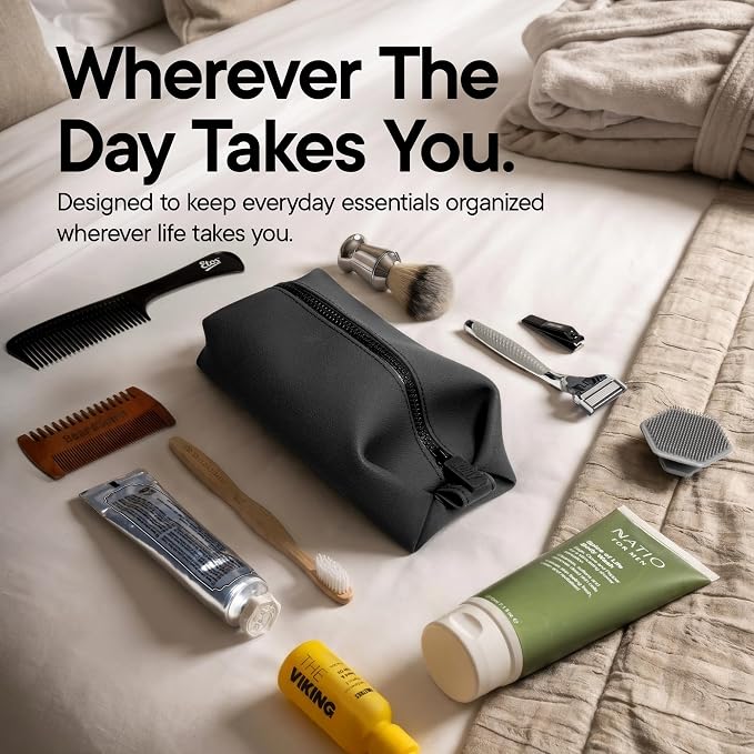 TOOLETRIES The Koby Dopp Kit Toiletry Bag – Lite 9" x 4.5" x 4.5", Charcoal | Compact silicone leak-resistant travel toiletry bag with a heavy-duty zipper that's easy to clean. - Image 7
