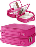 Clear Cosmetic Bag Double Layer Travel Toiletry Bag Clear Makeup Bag Case with 4 Compartments, Transparent Travel Bag for Toiletries, Large Toiletry Bag for Women Cosmetic Case (Hot Pink, Large) by Oaque