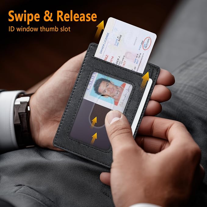 Travelambo Slim Minimalist Wallet for Men, RFID Blocking Credit Card Holder, Front Pocket ID Card Case, Gifts for Men, Husband, Boyfriend, Teenage - Image 6