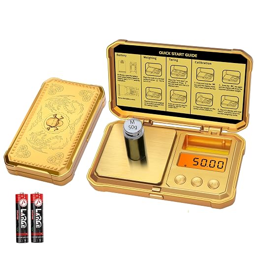 GRAM PRES Digital Pocket Gram Scale 300g x 0.01g Accuracy，with 50g Weights | Small Mini High Precision Gold Scale Digital Weight Grams And Oz For Jewelry,Diamond，Arrows, Powders And Medicine by GRAM+PRES